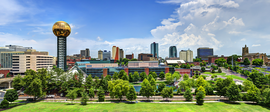 Knoxville, Tennessee, USA downtown at World's Fair Park.