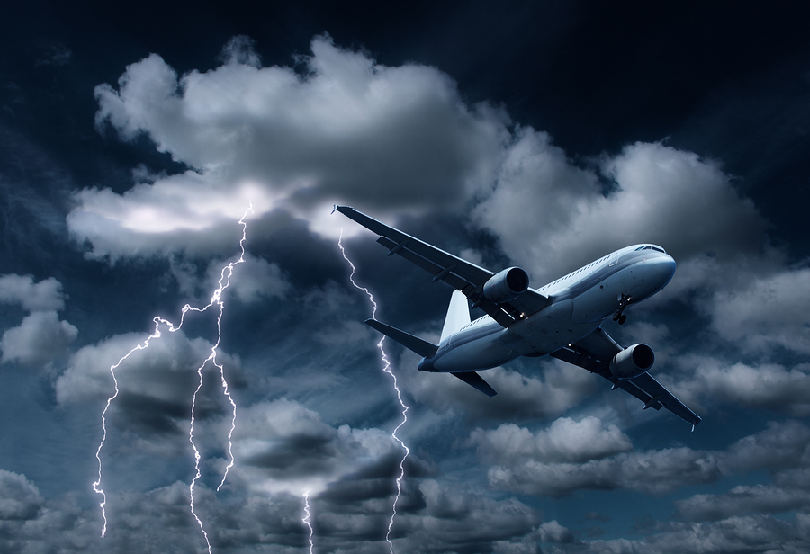 Passenger Aeroplane yielding Thunderstorm