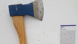Just before he and his girlfriend were to leave Germany on a romantic vacation, she told him that she had fallen in love with someone else. She ended up going on the vacation with her new love. He used this axe to destroy one piece of her furniture in her apartment for every day she was away on that vacation...